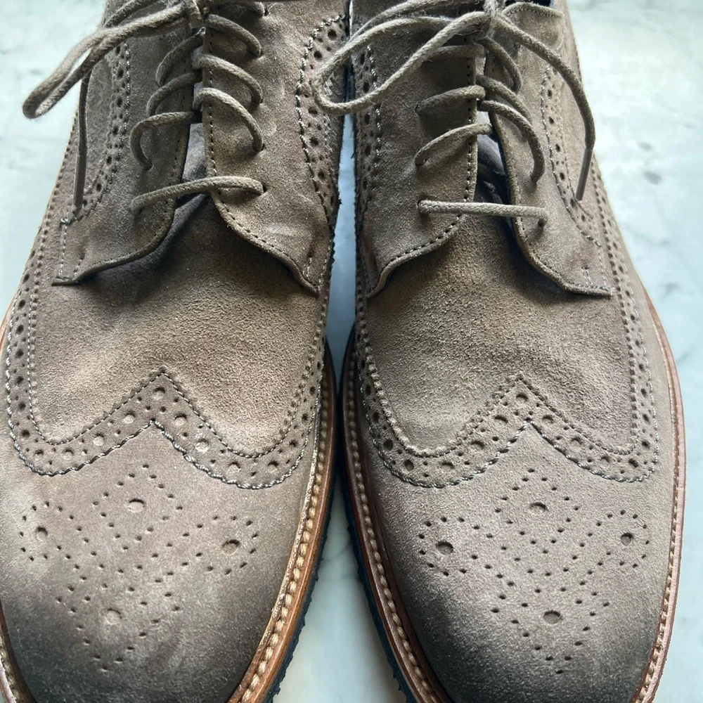 Mens Johnston & Murphy Jensen Longwing Suede Shoes - Picture 2 of 5